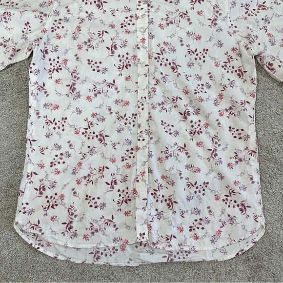 Garnet Hill Essential Organic-Cotton Button Down Shirt Longsleeve Floral Size 12 - Picture 4 of 11